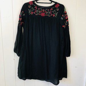 Zara Long Sleeve Lined Dress with Embroidery